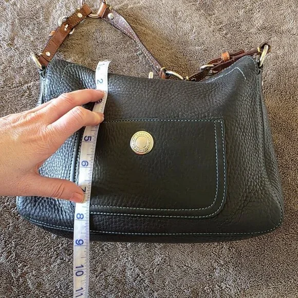 Coach Chelsea Turnlock Hobo Black Pebbled Leather Shoulder Bag Brown Strap Small - Picture 16 of 16